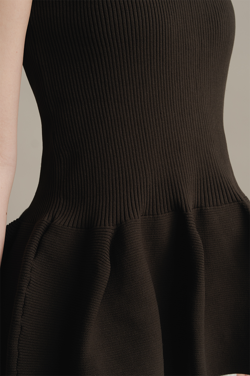 Peplum Knit Top In Cacao