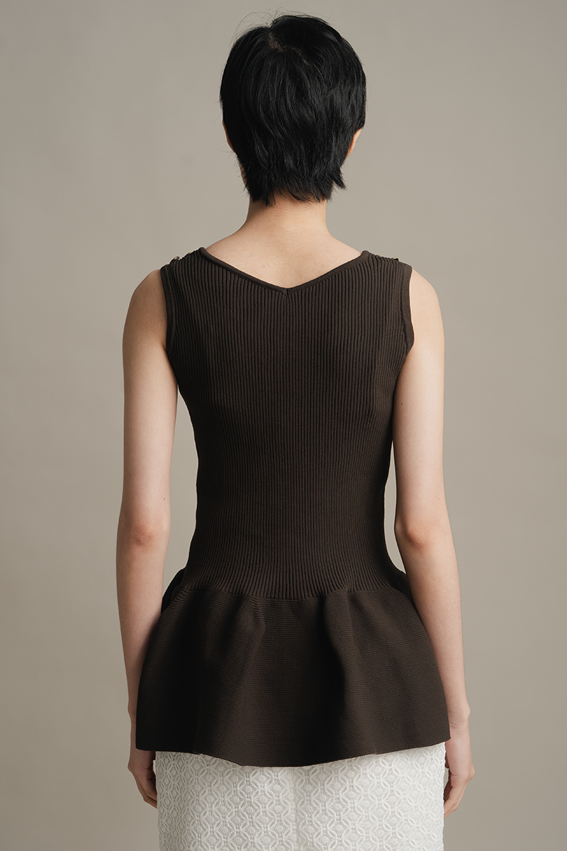Peplum Knit Top In Cacao