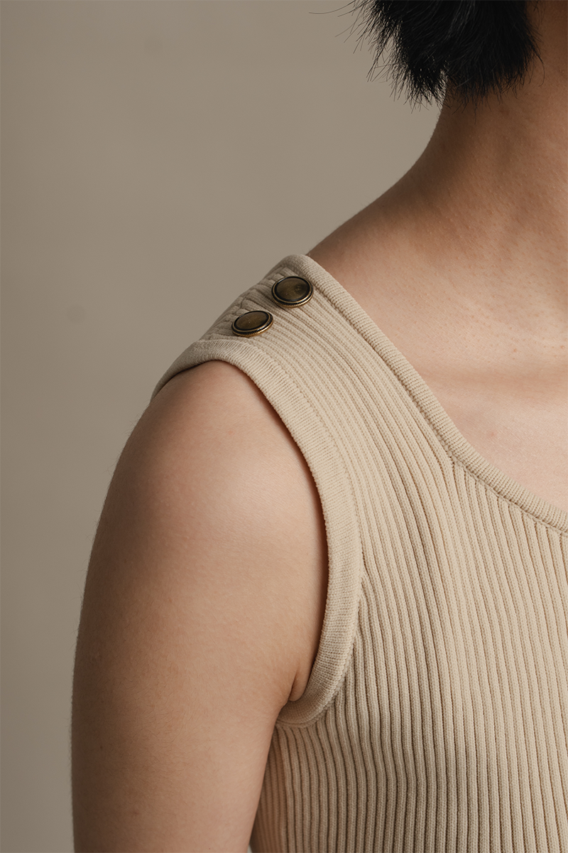 Peplum Knit Top In Warm Sand