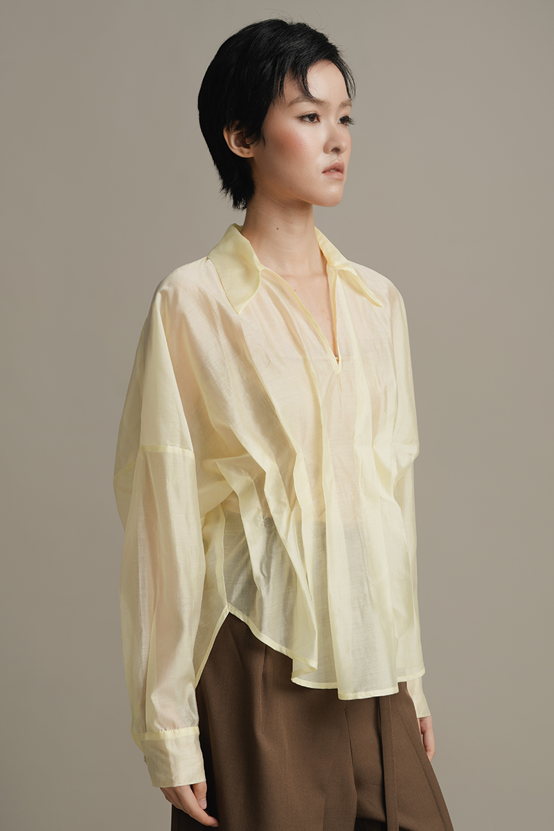 Pleated Shirt In Yellow