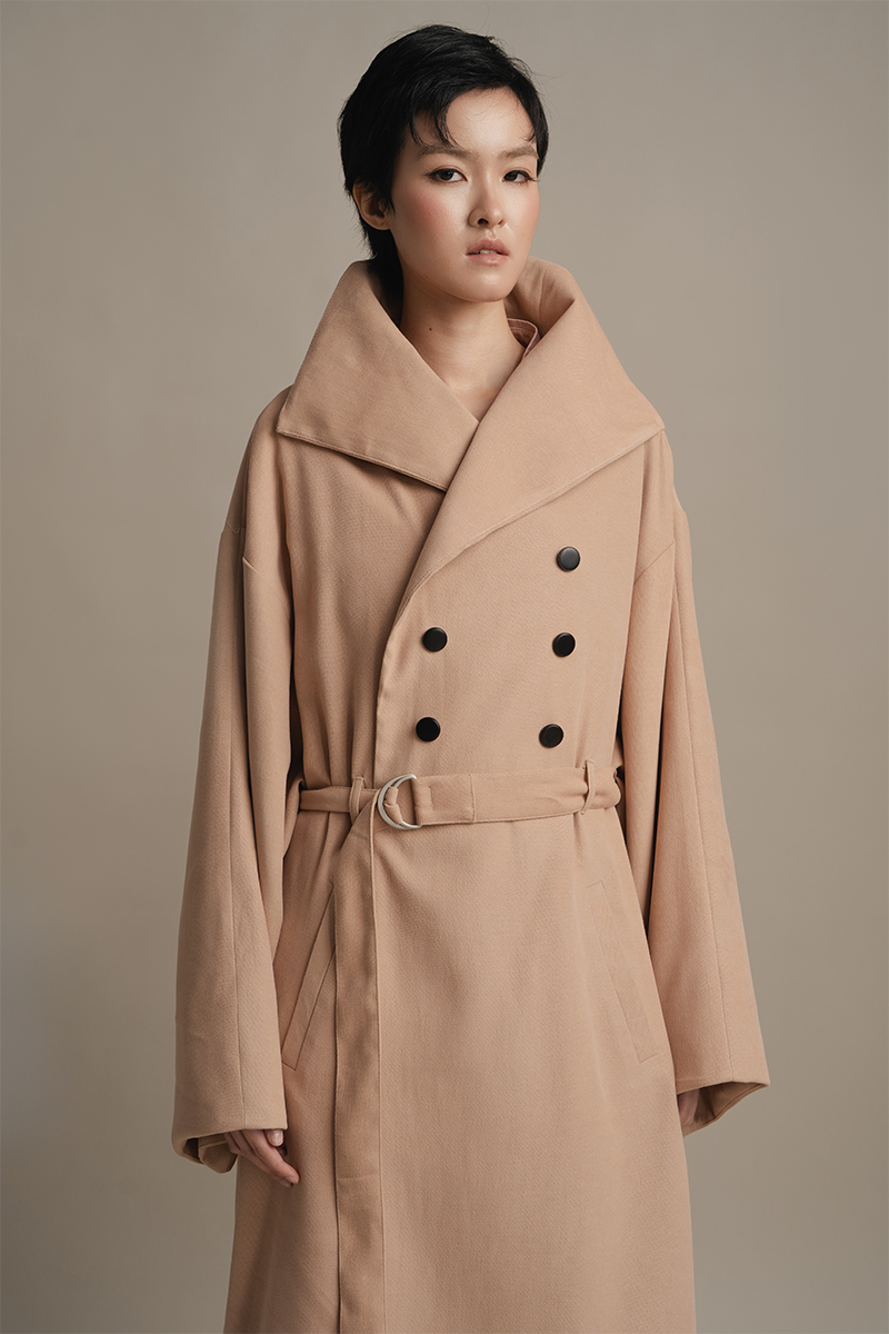 Ring-Belt Coat In Camel