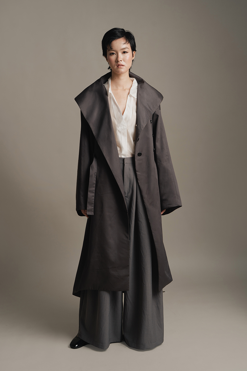 Ring-Belt Coat In Graphite