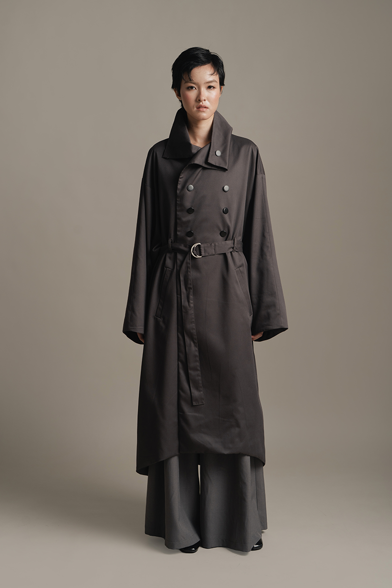 Ring-Belt Coat In Graphite