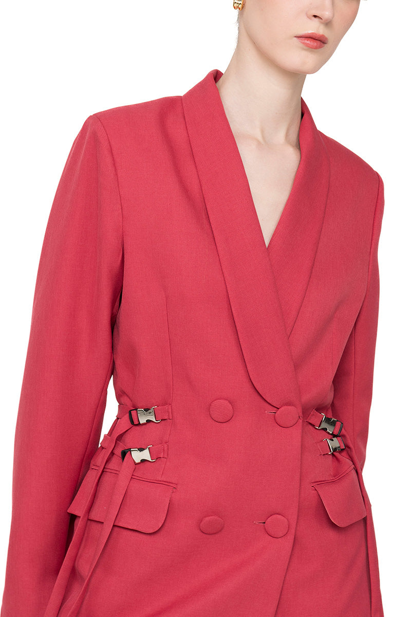 Buckle 15 Long Fitted Blazer In Brick Red
