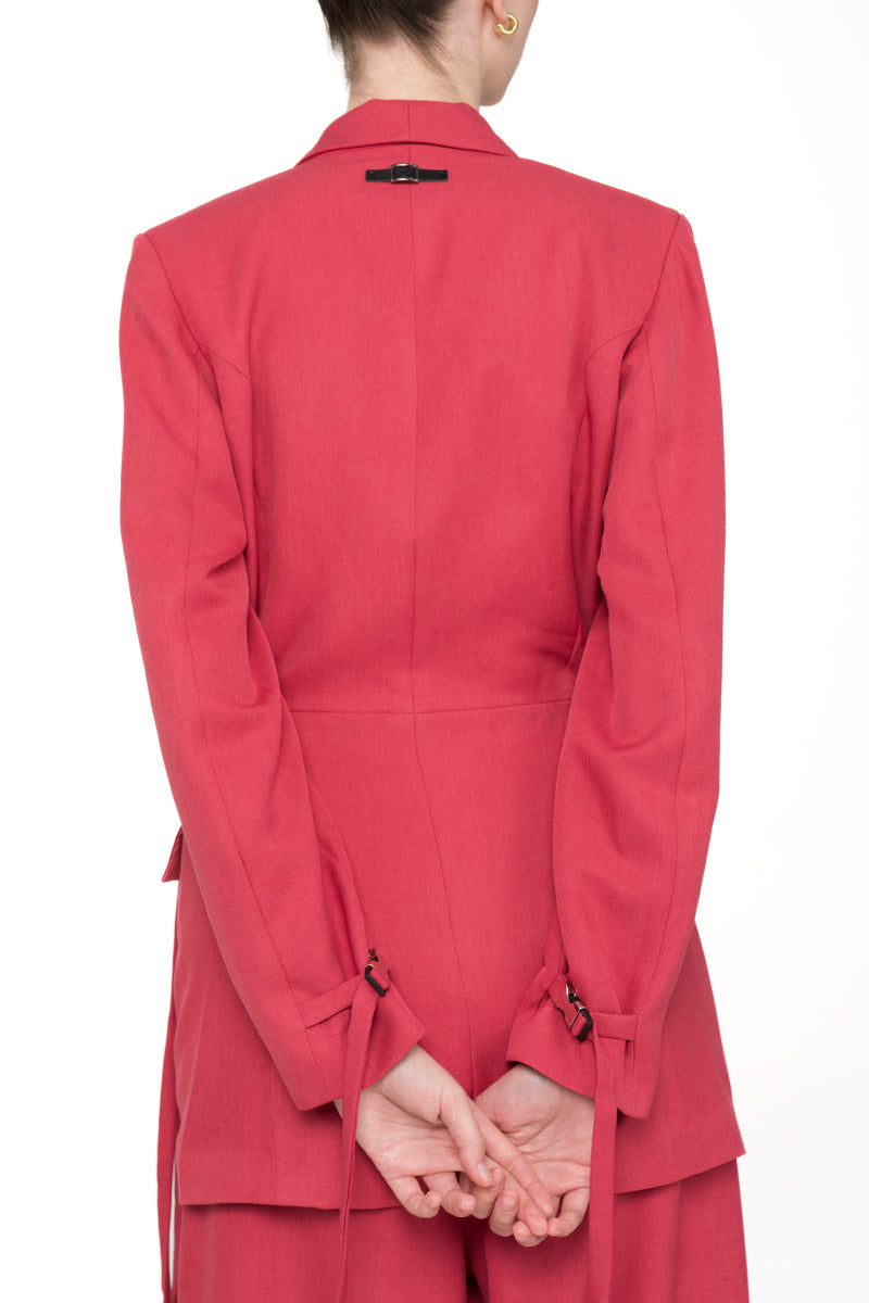 Buckle 15 Long Fitted Blazer In Brick Red