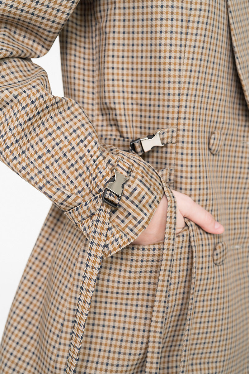 Buckle 15 Long Fitted Blazer In Brown Houndstooth