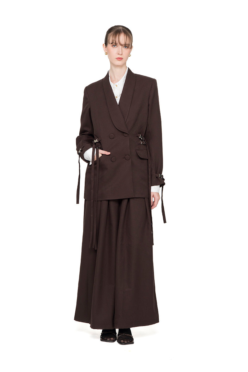 Buckle 15 Long Fitted Blazer In Dark Brown