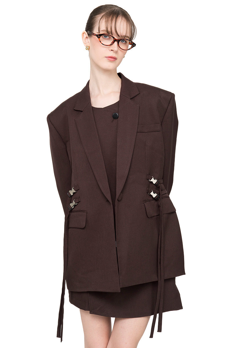 Buckle 15 Oversized Blazer In Dark Brown