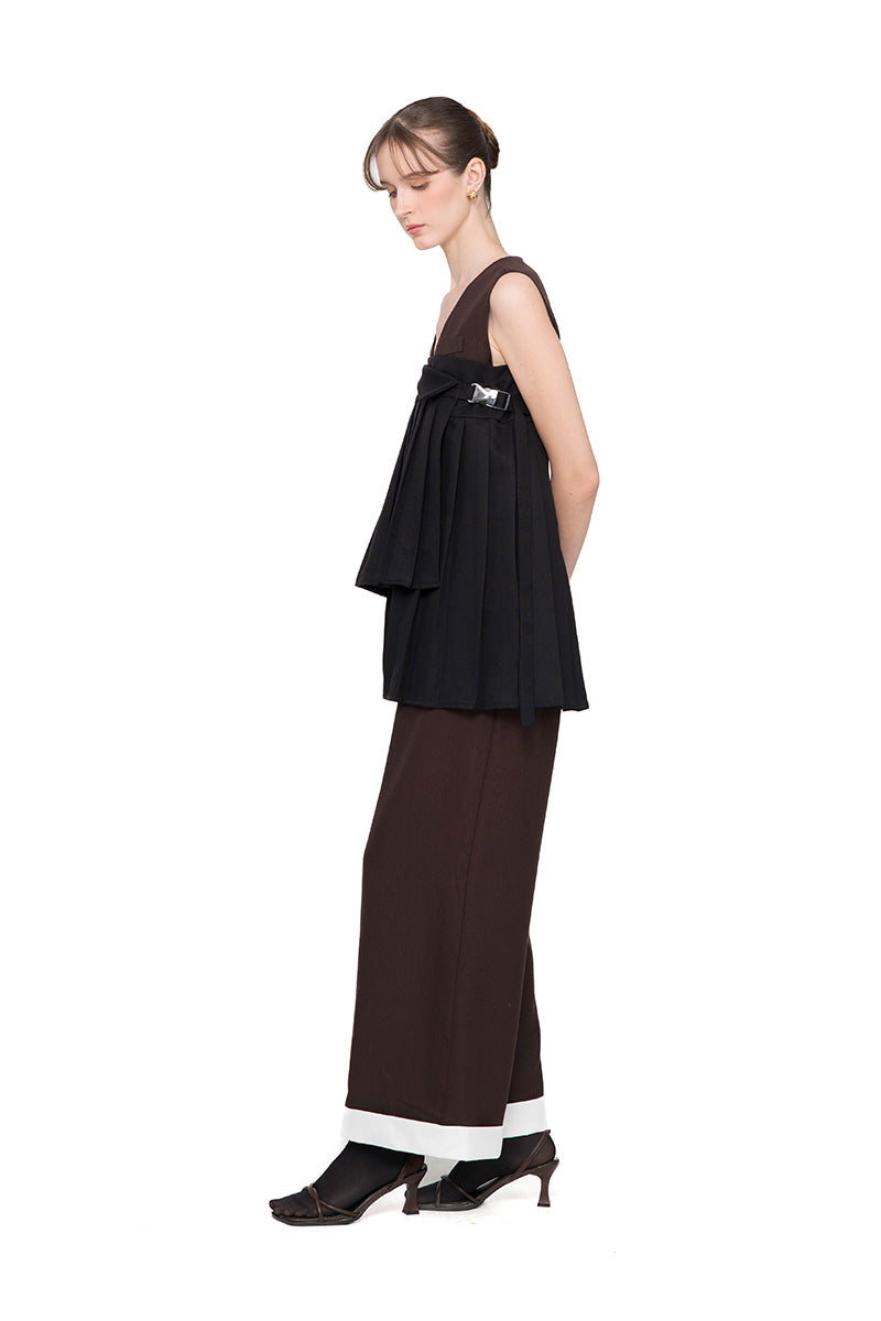 Buckle 25 Flare Pleated Obi In Black