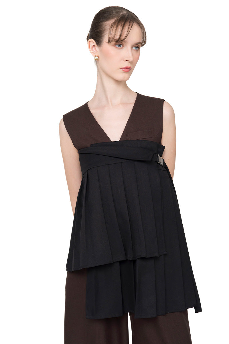 Buckle 25 Flare Pleated Obi In Black