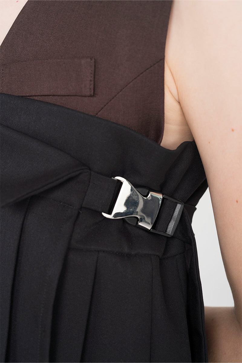 Buckle 25 Flare Pleated Obi In Black