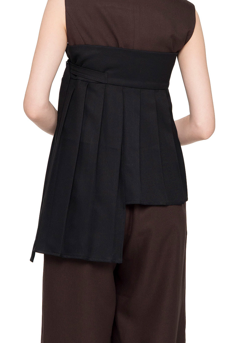 Buckle 25 Flare Pleated Obi In Black