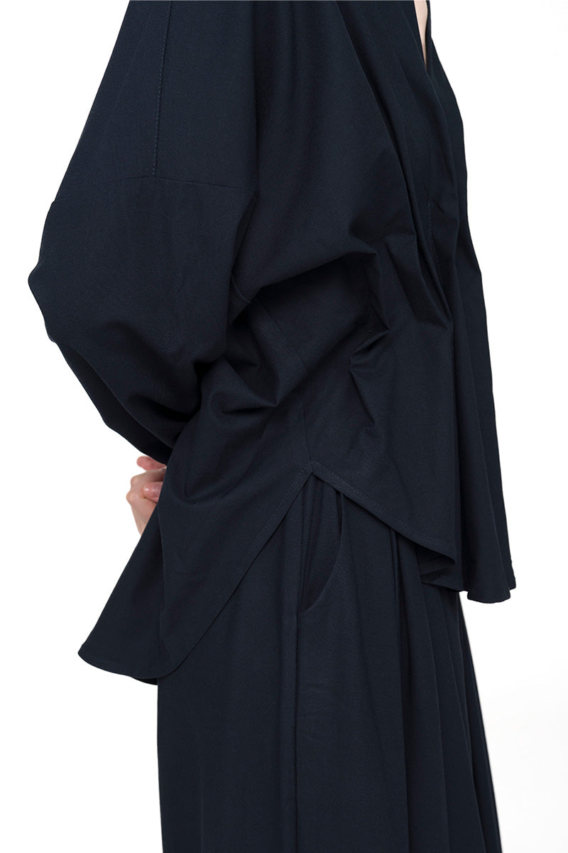 Pleated Shirt In Midnight Blue