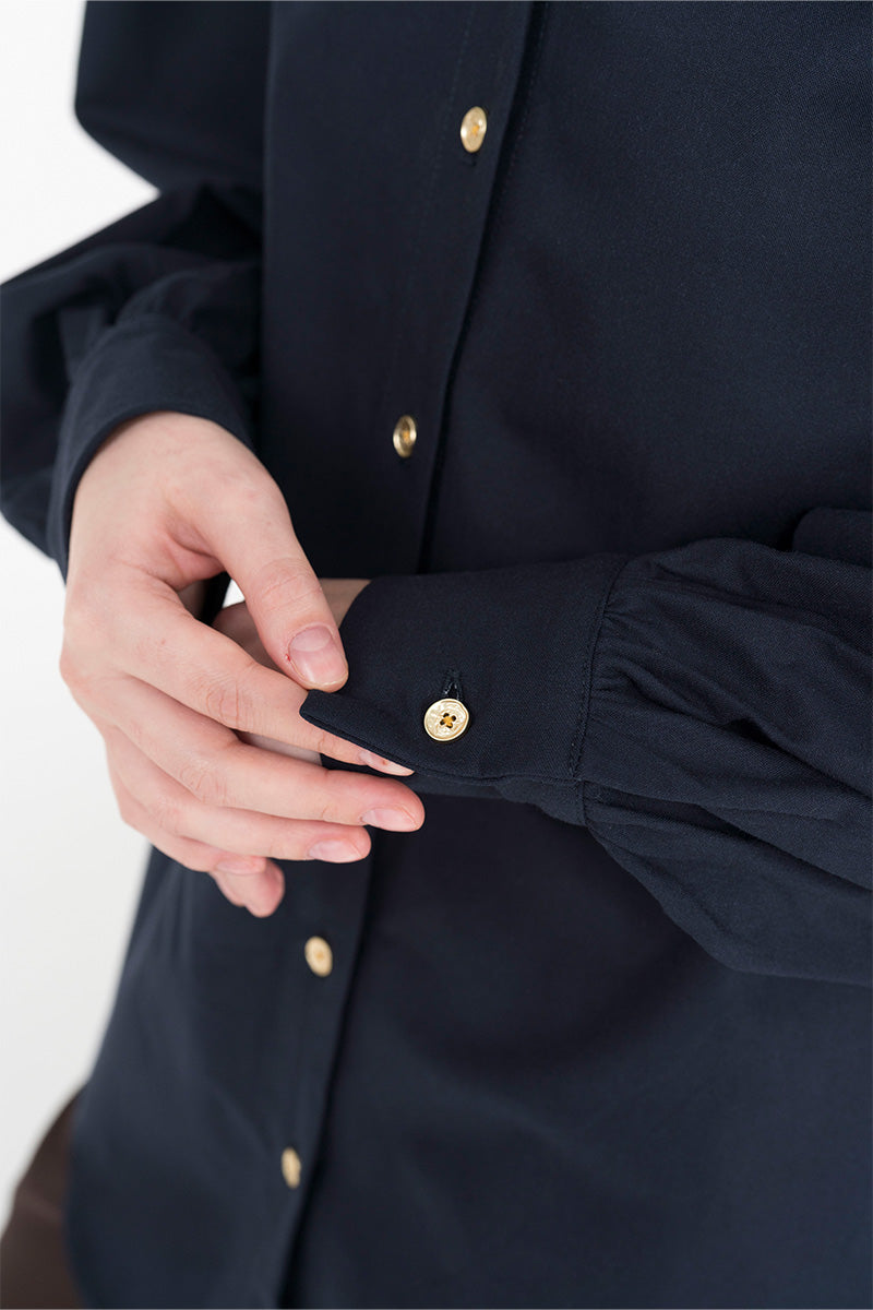 Pointed Collared Shirt In Midnight Blue