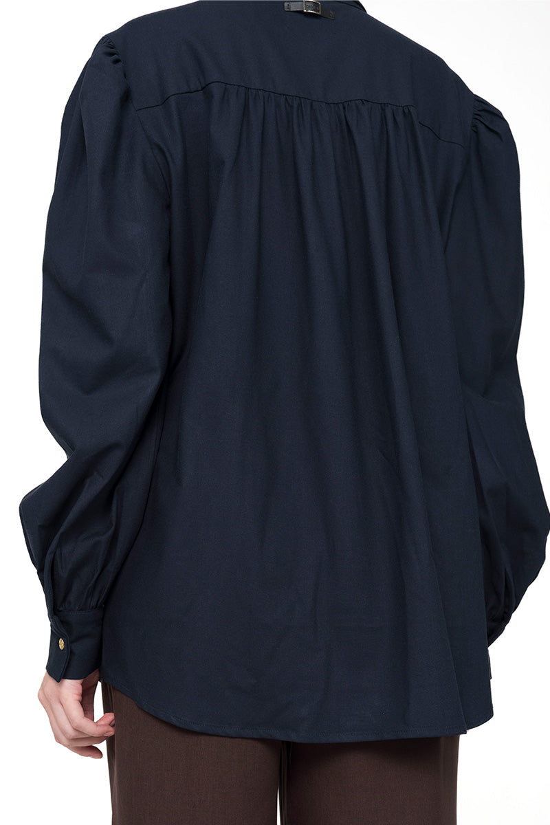 Pointed Collared Shirt In Midnight Blue