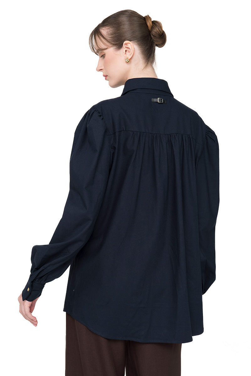 Pointed Collared Shirt In Midnight Blue