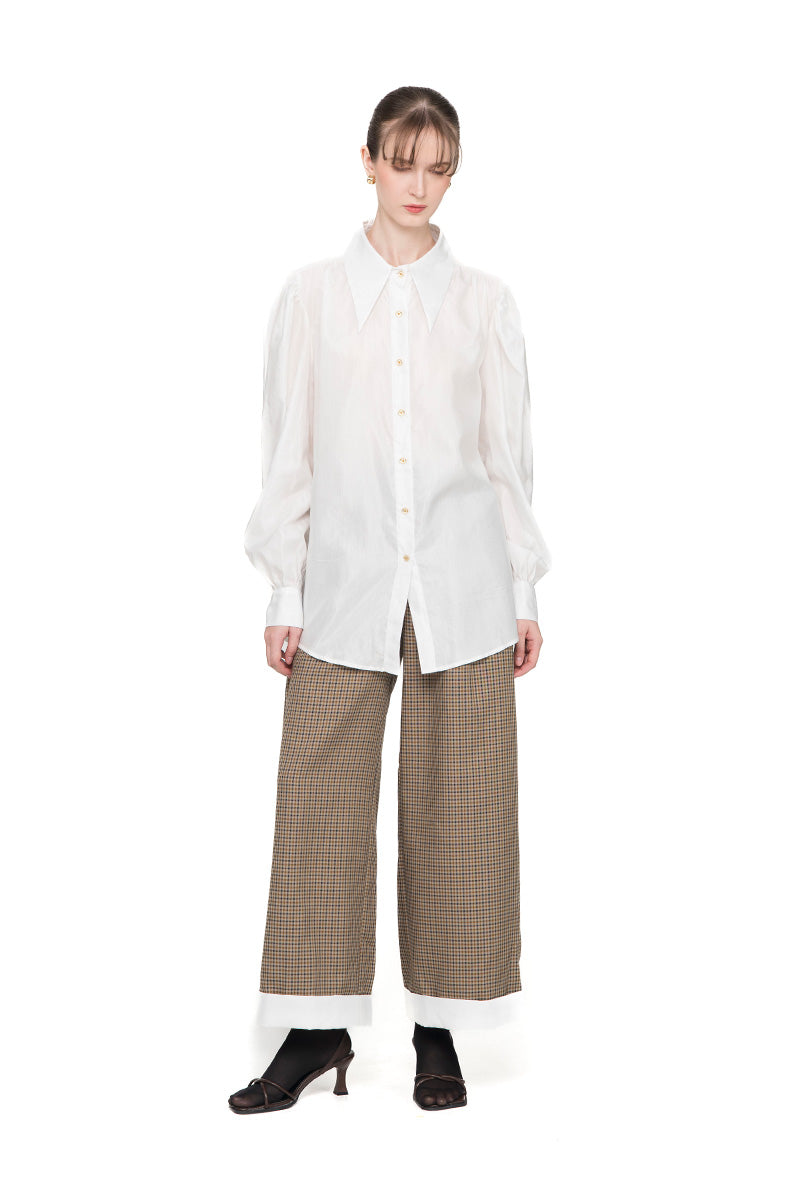 Pointed Collared Shirt In Pearl White