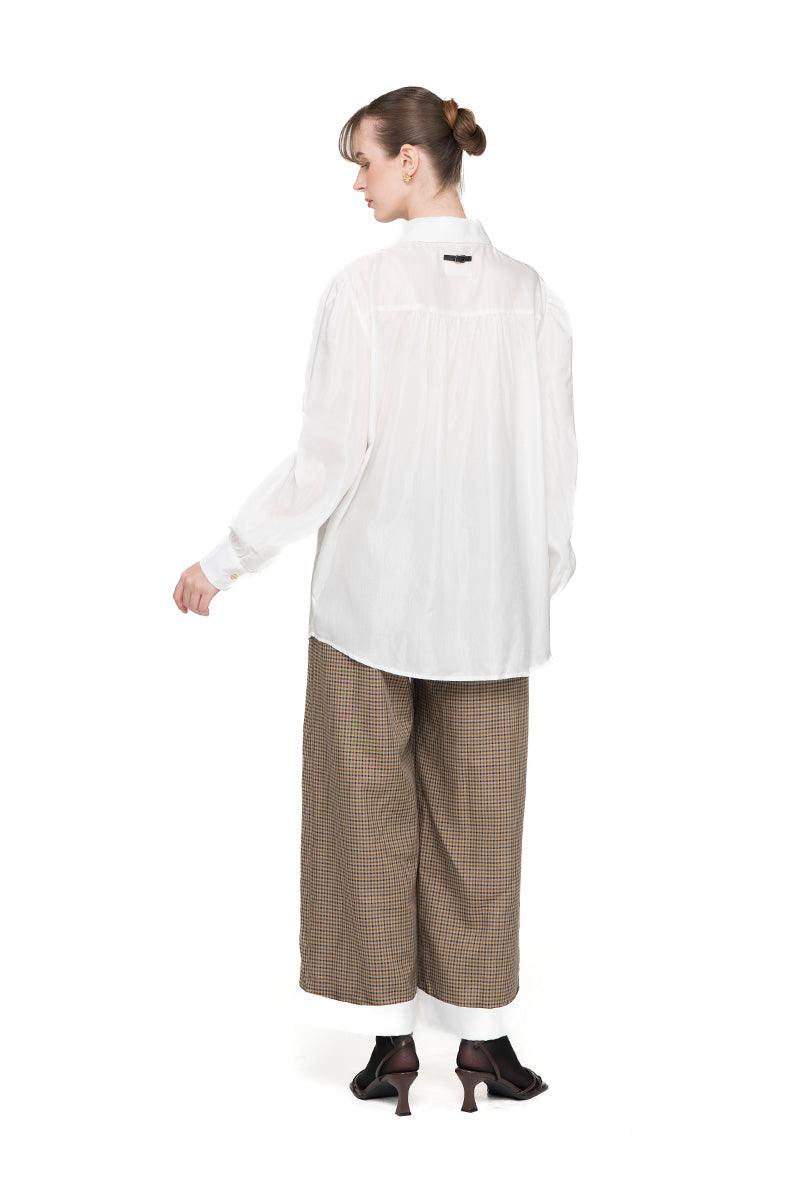 Pointed Collared Shirt In Pearl White