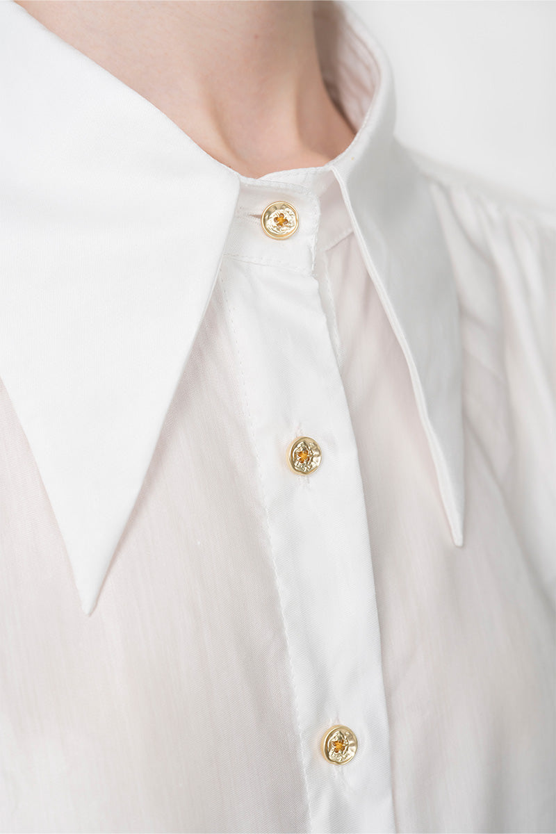 Pointed Collared Shirt In Pearl White