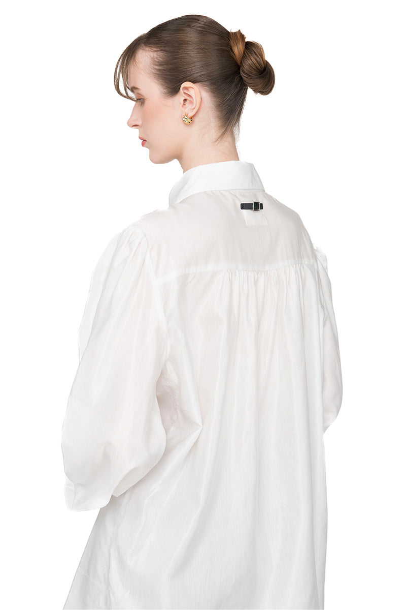 Pointed Collared Shirt In Pearl White
