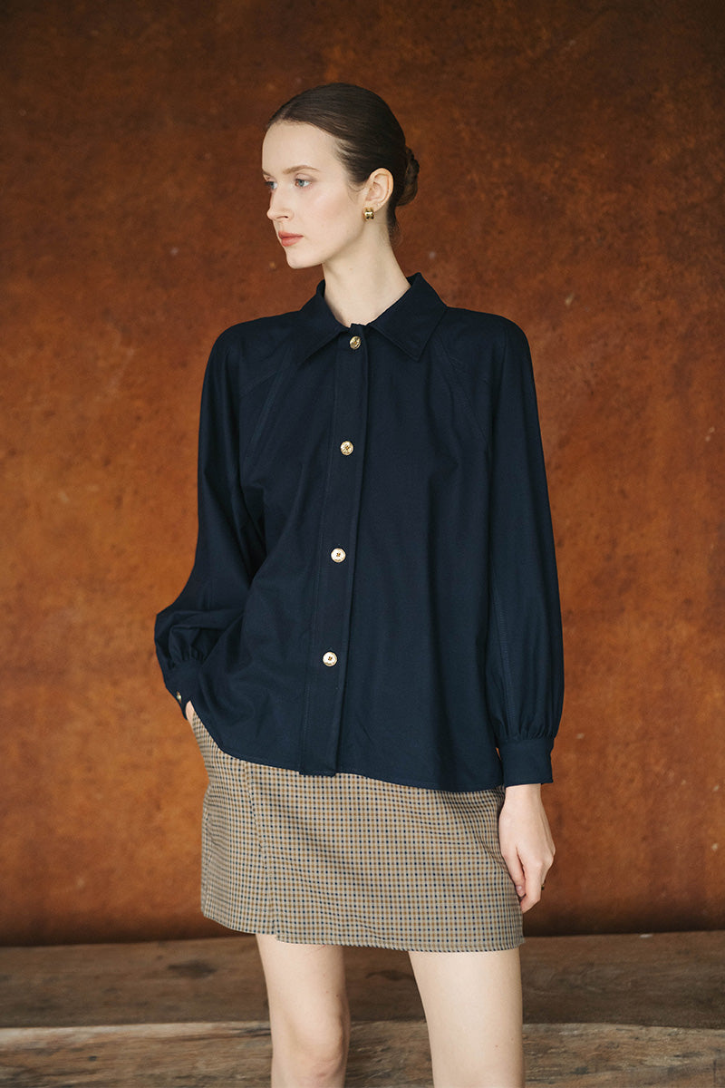 Spread Collared Shirt In Midnight Blue