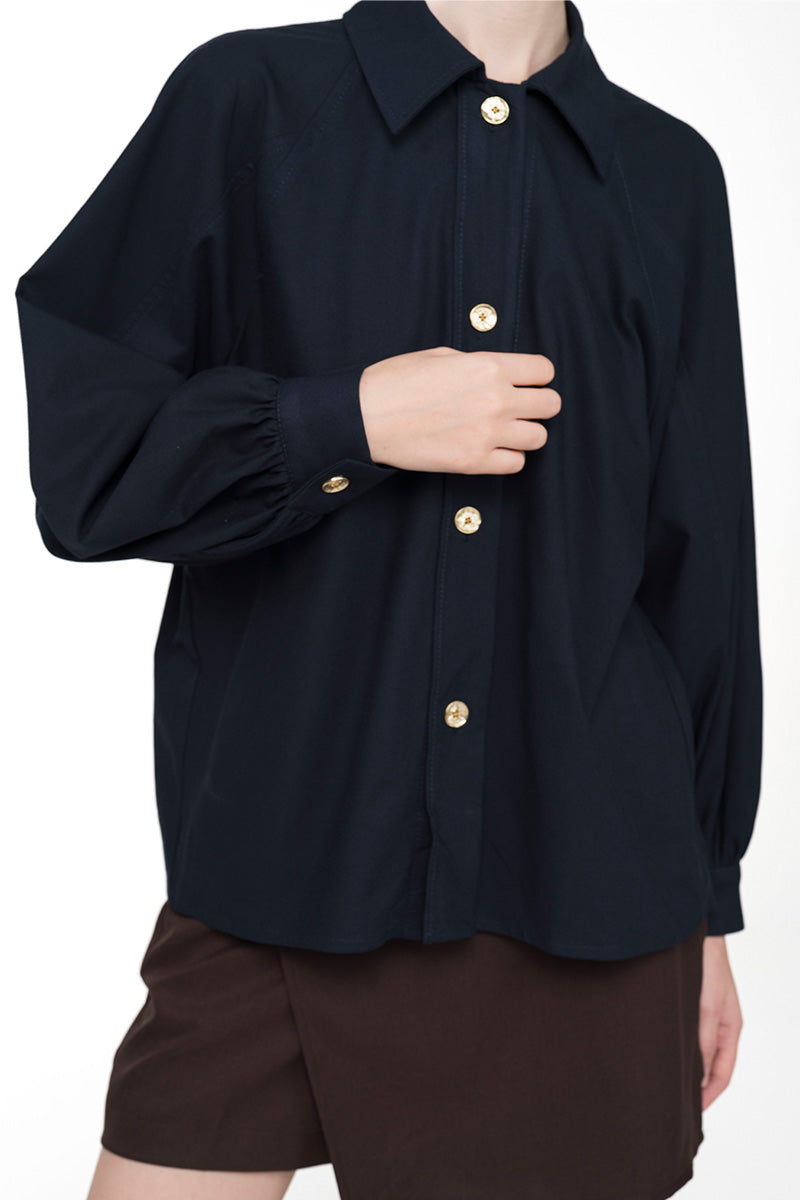 Spread Collared Shirt In Midnight Blue