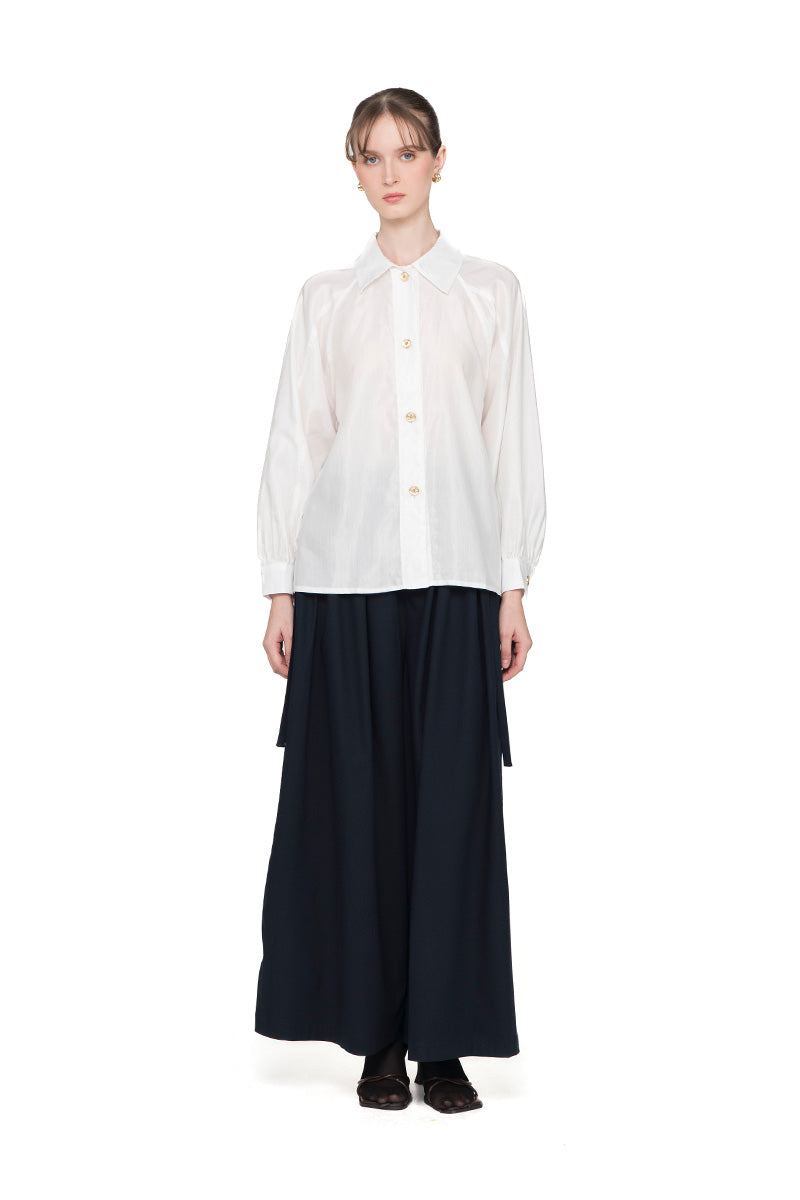 Spread Collared Shirt In Pearl White