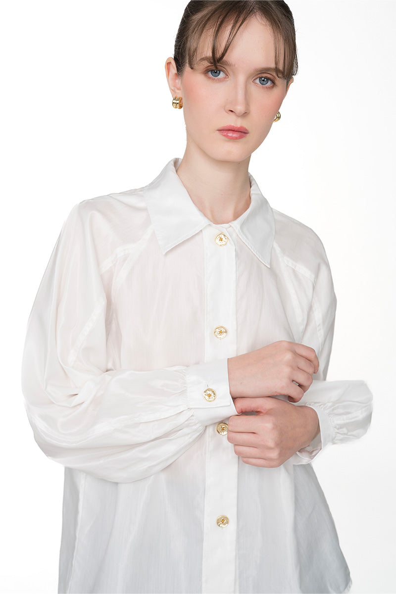 Spread Collared Shirt In Pearl White