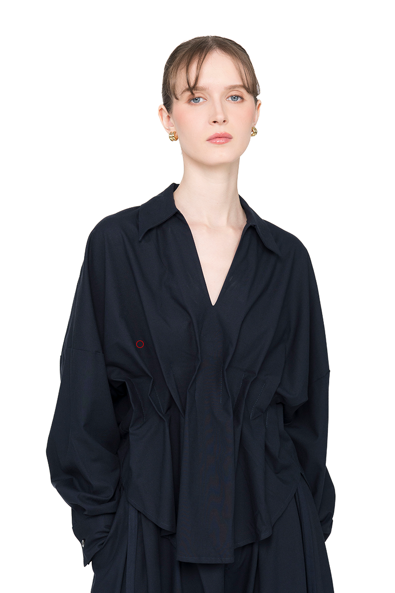 [DEFECT] Pleated Shirt In Midnight Blue