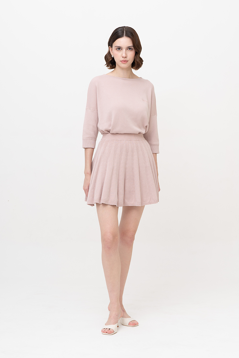 [DEFECT] Essential Pointelle-Knit Mini Skirt In Dusty Pink