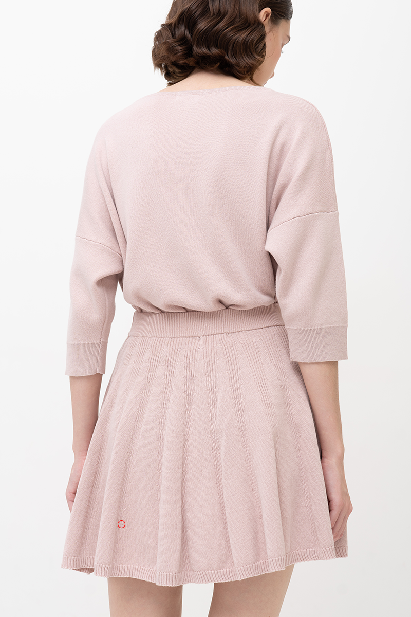 [DEFECT] Essential Pointelle-Knit Mini Skirt In Dusty Pink