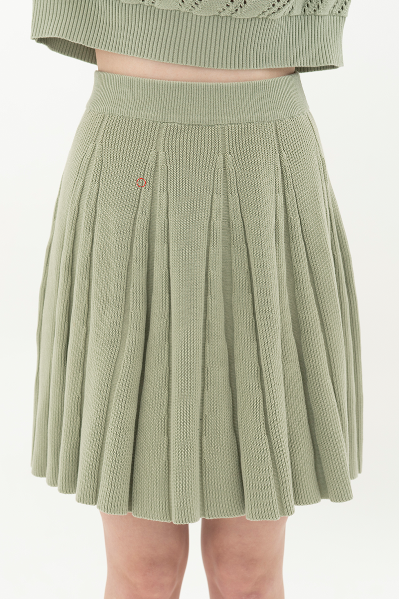 [DEFECT] Essential Pleated Knit Mini Skirt In Sage Green