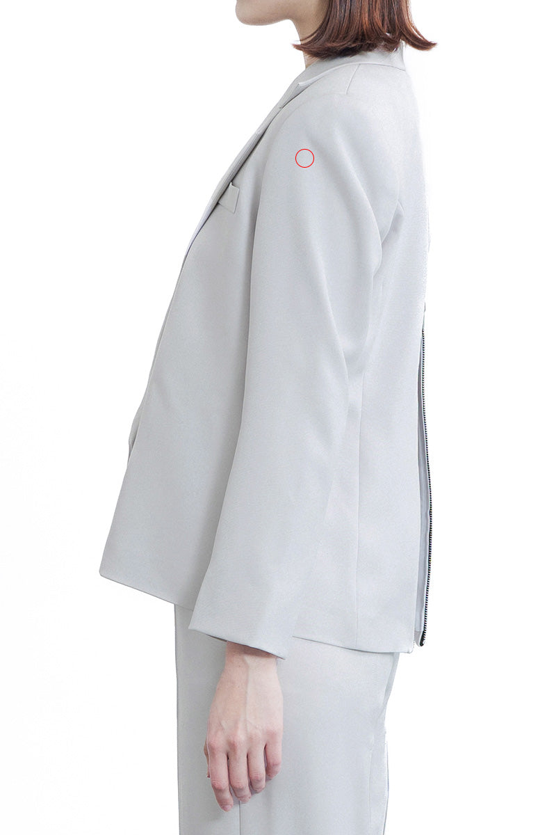 [DEFECT] Zipper Back Blazer In Light Grey