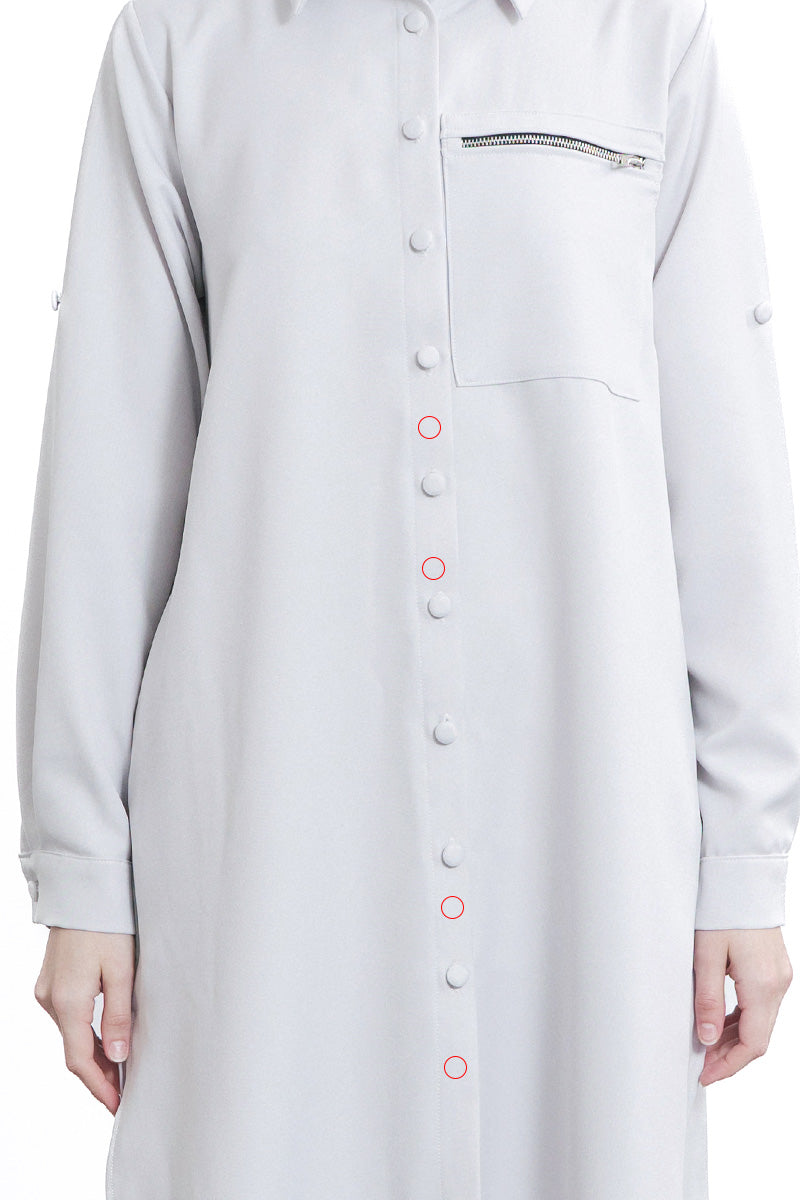 [DEFECT] Zipper Shirt Dress In Light Grey