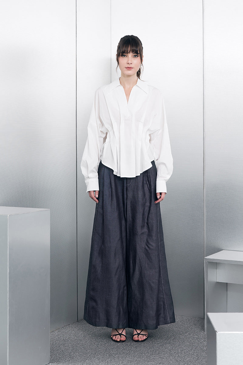 [DEFECT] Pleated Shirt In White 1