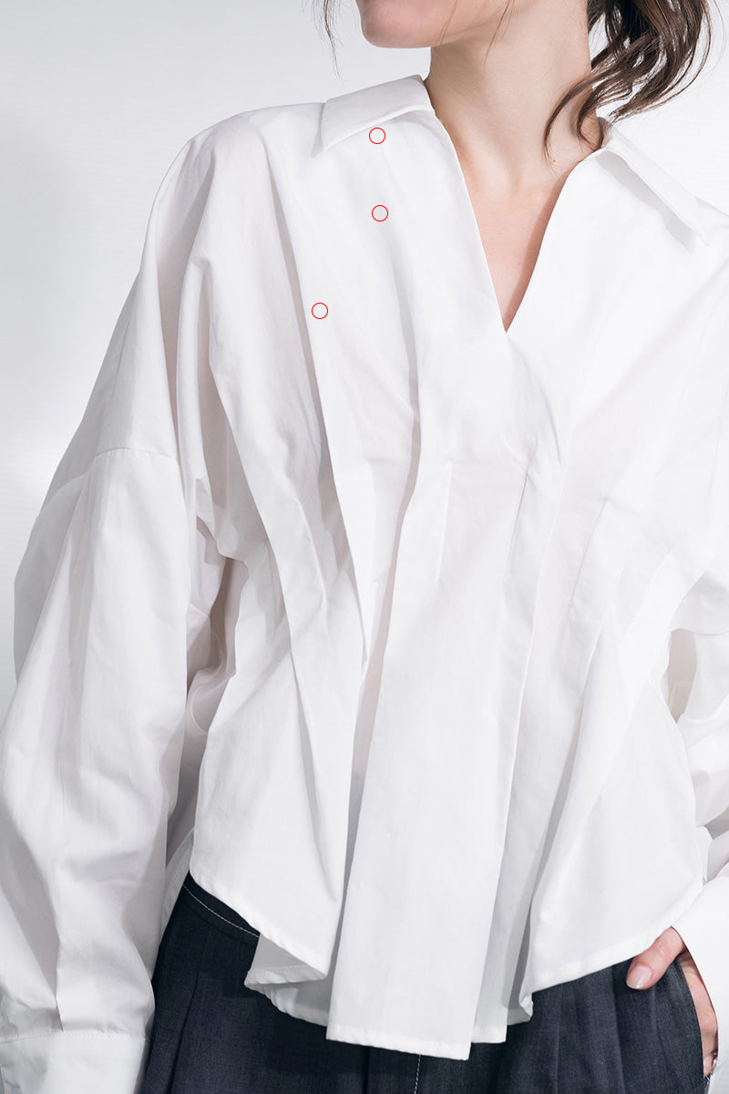 [DEFECT] Pleated Shirt In White 2