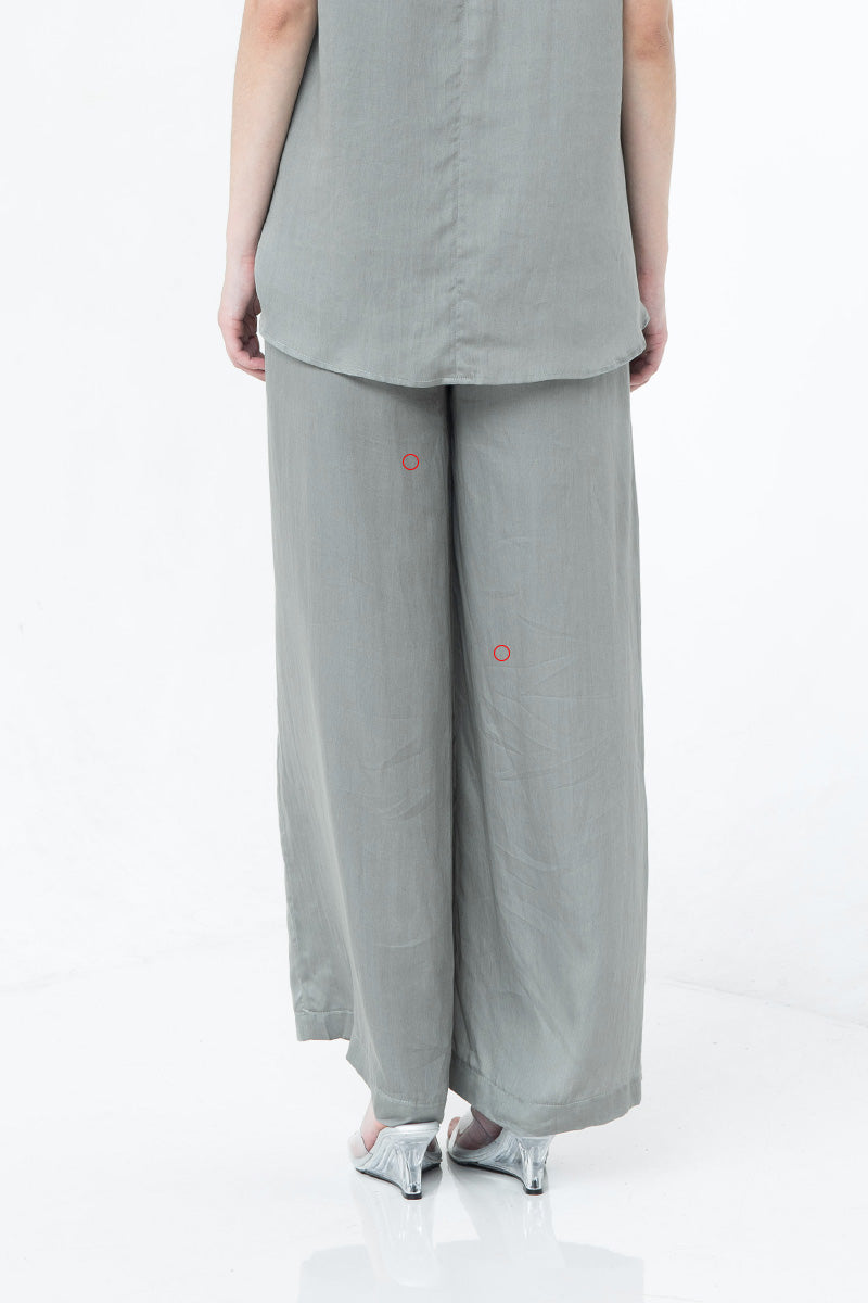[DEFECT] Sateen Straight Leg Pants In Forest Sage