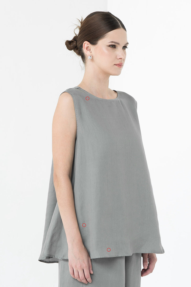 [DEFECT] Sateen Sleeveless Top In Forest Sage