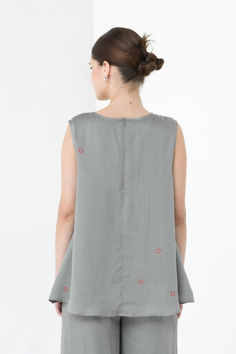 [DEFECT] Sateen Sleeveless Top In Forest Sage