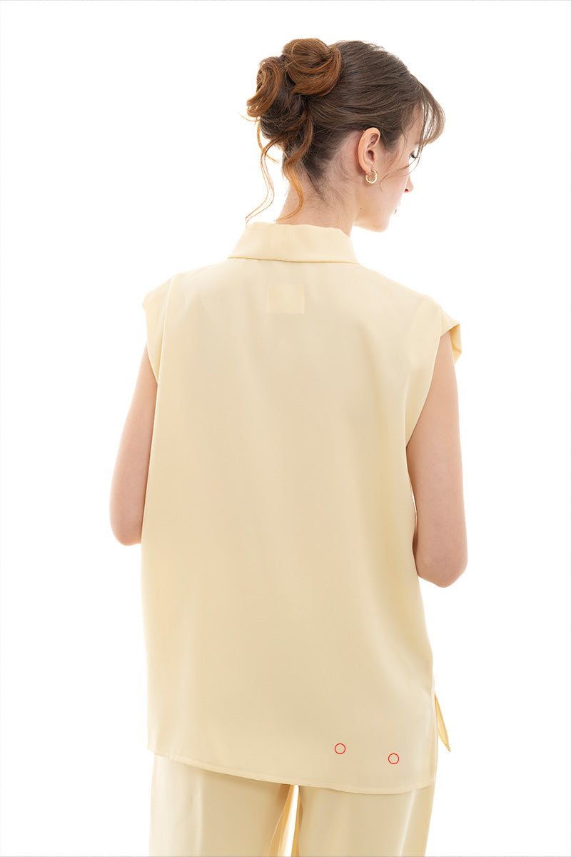 [DEFECT] Scarf-Neck Sleeveless Top In Butter Yellow