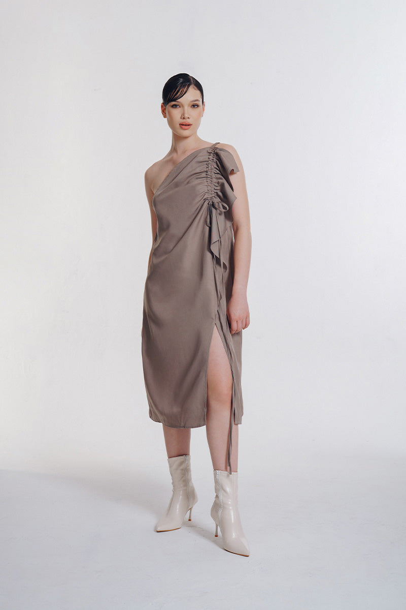Asymmetrical Dress In Brown