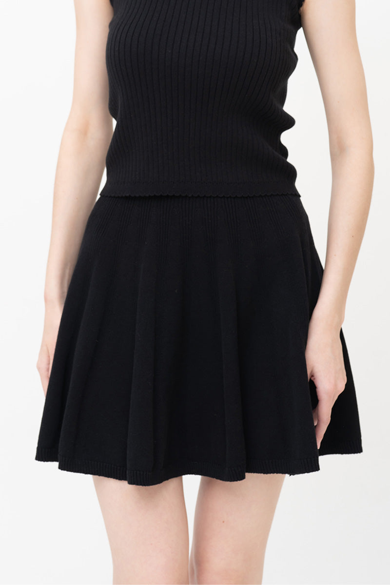 Essential Pointelle-Knit Mini Skirt In Black