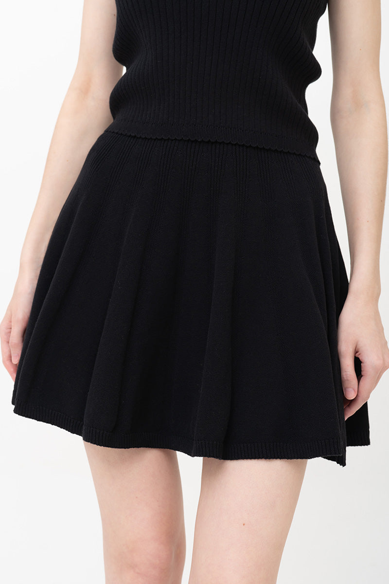 Essential Pointelle-Knit Mini Skirt In Black