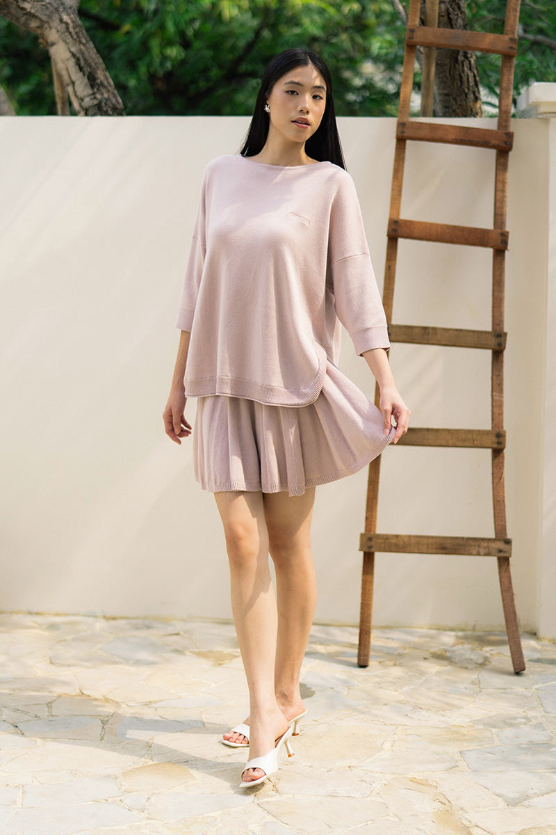 Essential Pointelle-Knit Mini Skirt In Dusty Pink