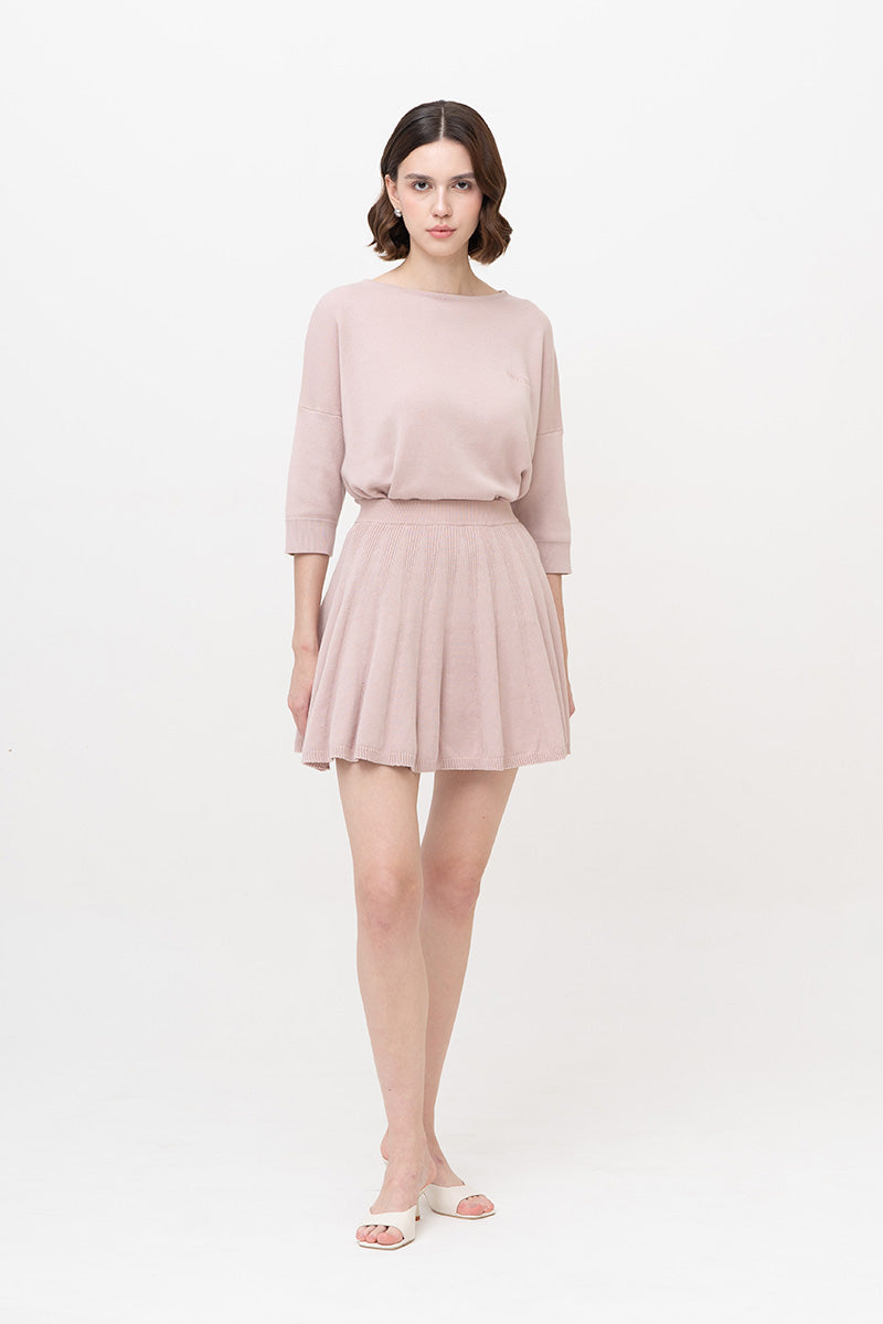 Essential Pointelle-Knit Mini Skirt In Dusty Pink