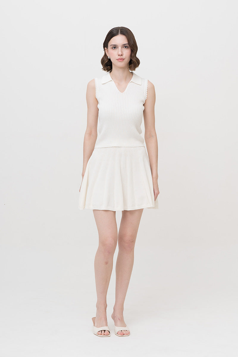 Essential Pointelle-Knit Mini Skirt In Ivory