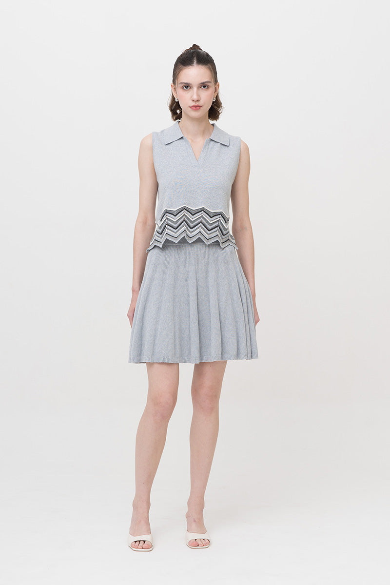 Essential Pointelle-Knit Mini Skirt In Light Grey