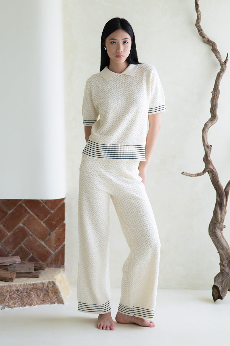 Essential Pointelle-Knit Pants In Cream