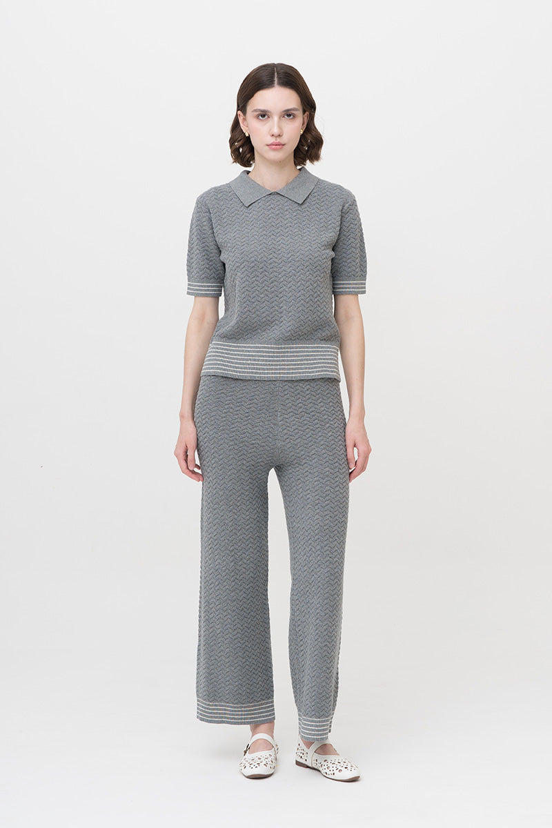 Essential Pointelle-Knit Pants In Stone Grey