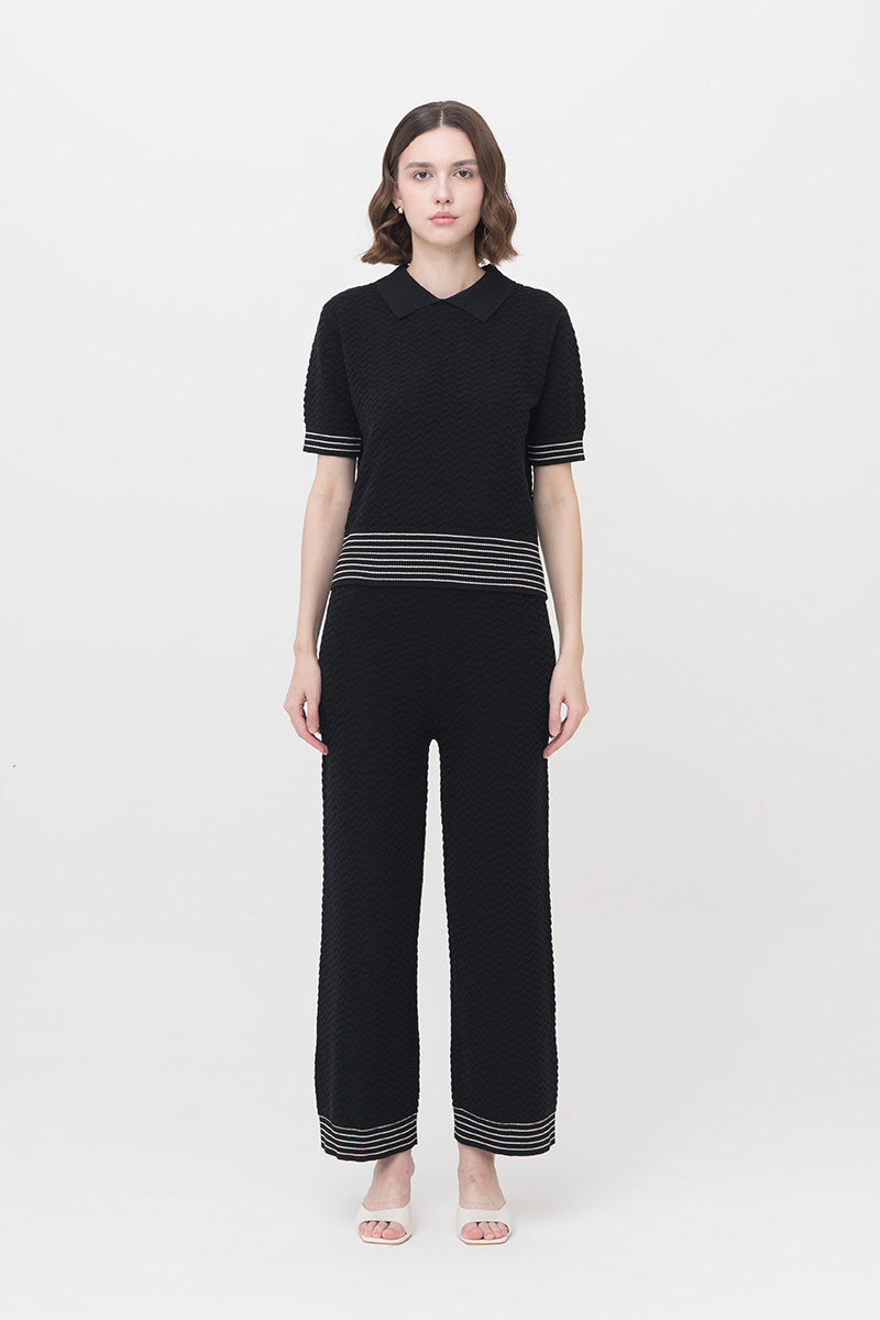 Essential Pointelle-Knit Polo Shirt In Black